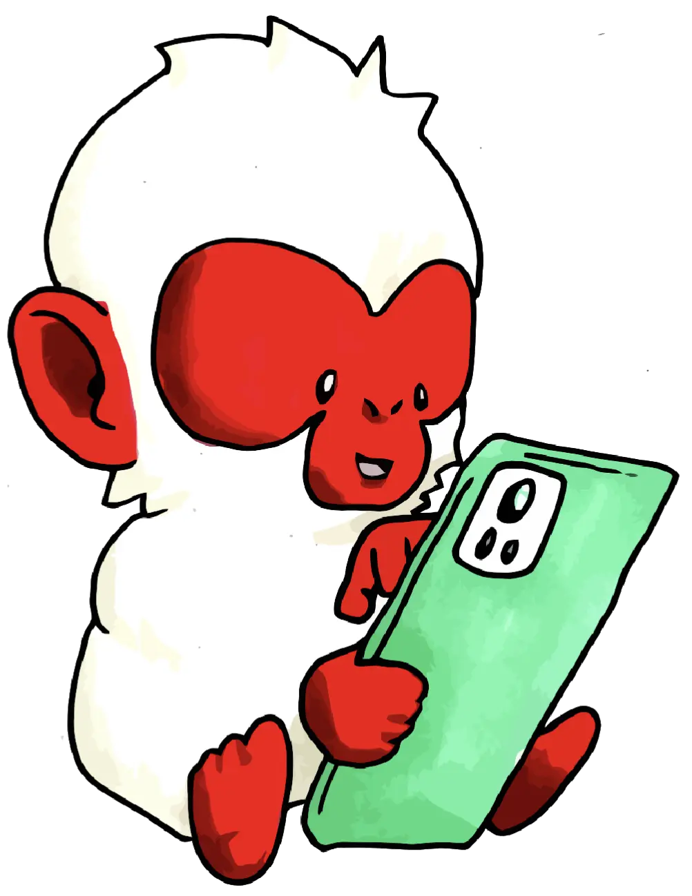 Singe Japonais Yubizen réservant un massage sur son téléphone