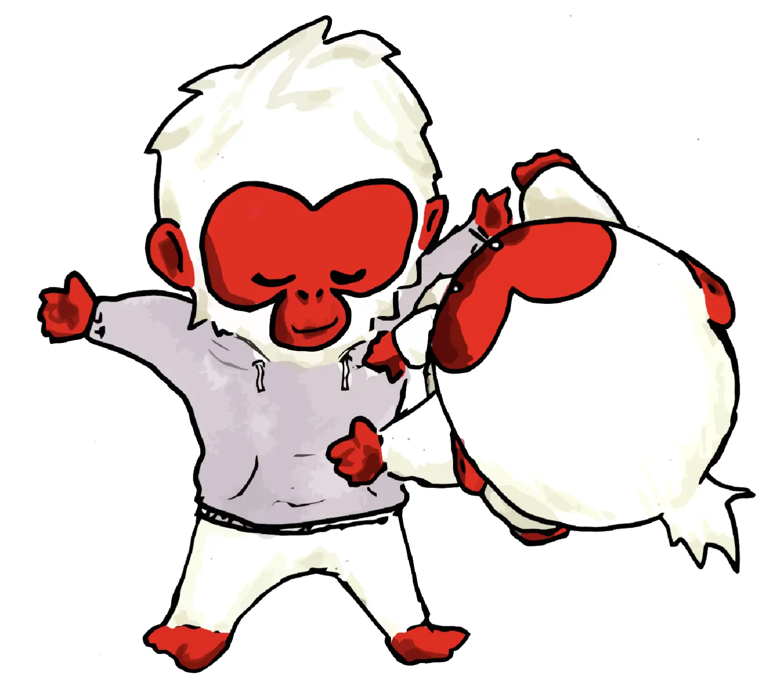 Technique de massage japonais Yubizen, singes faisant des pressions Shiatsu sur le ventrepour pour le bien-être