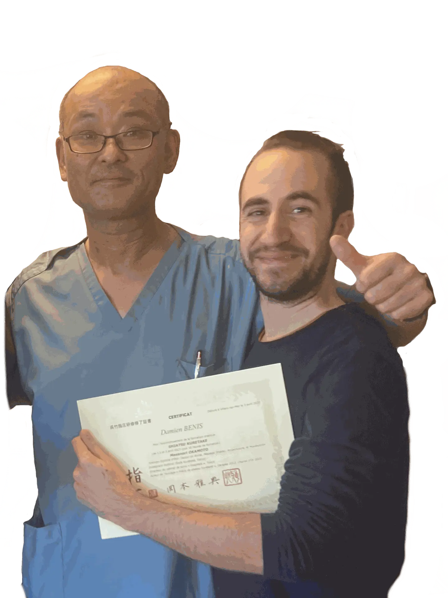 Bénis Damien des massage japonais Yubizen rencontre Okamoto du Shiatsu kuretake