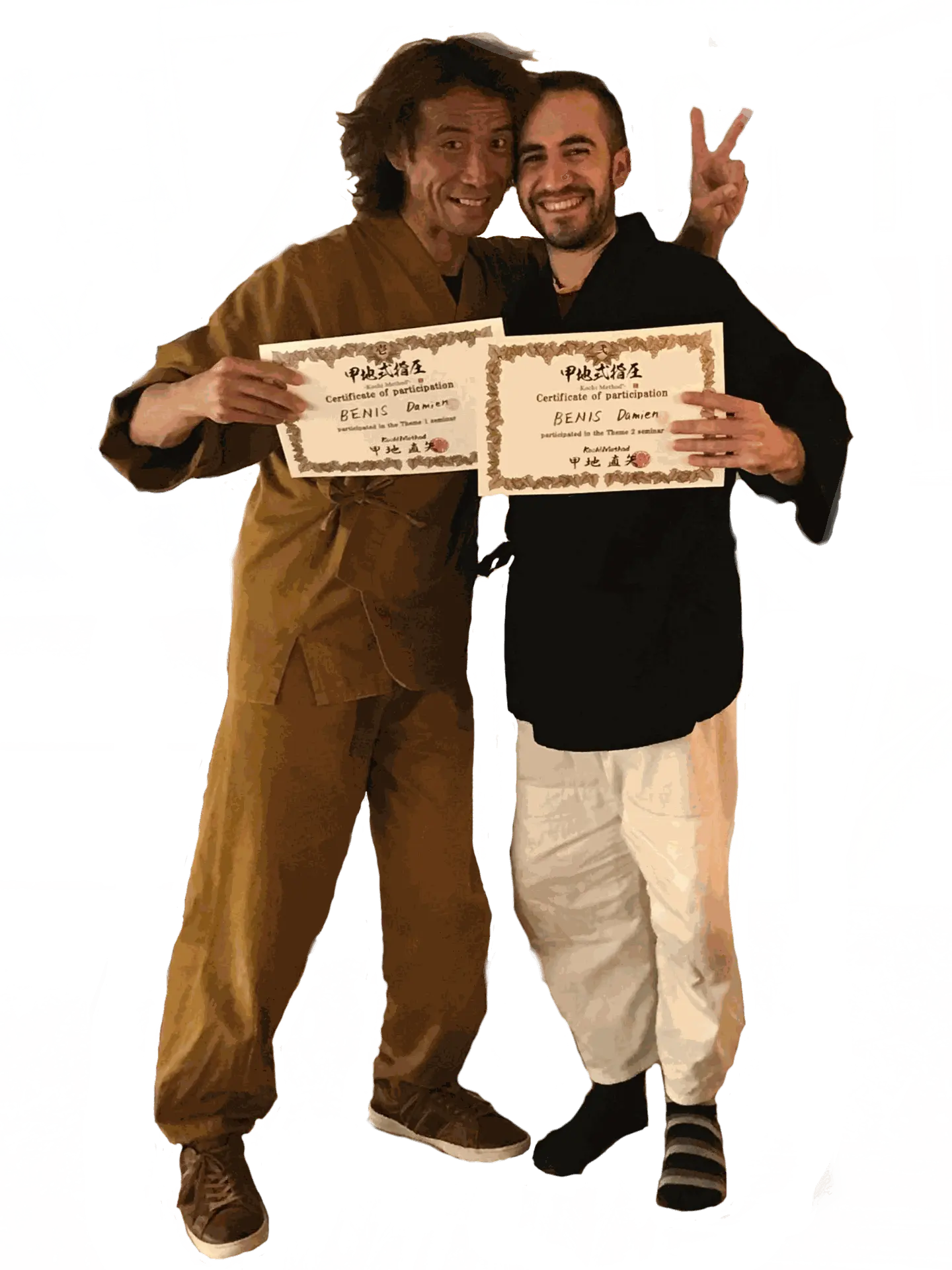 Bénis Damien massage Japonais Yubizen et Kochi sensei enseignant en Shiatsu