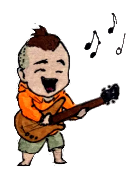 Personnage Yubizen en train de faire de la musique